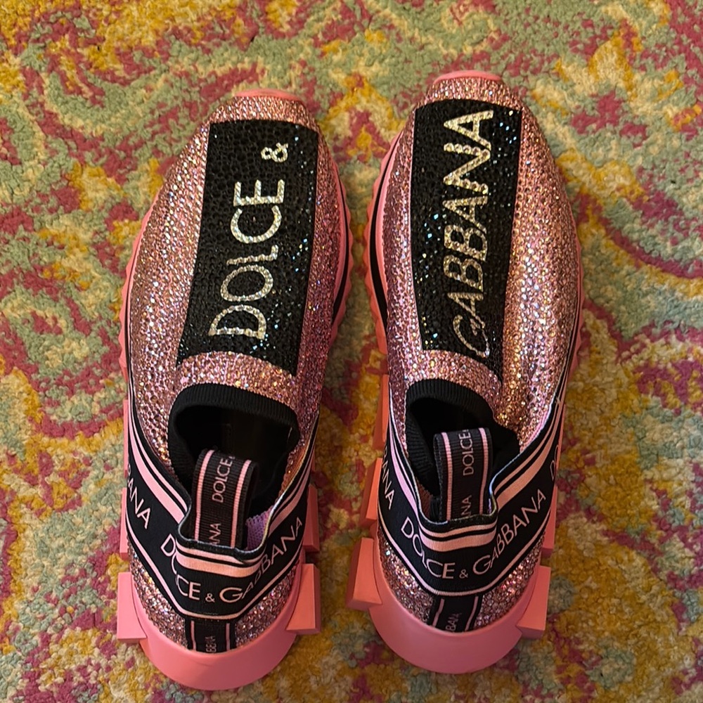 Dolce & Gabbana Pink Sneakers with Metallic Finish